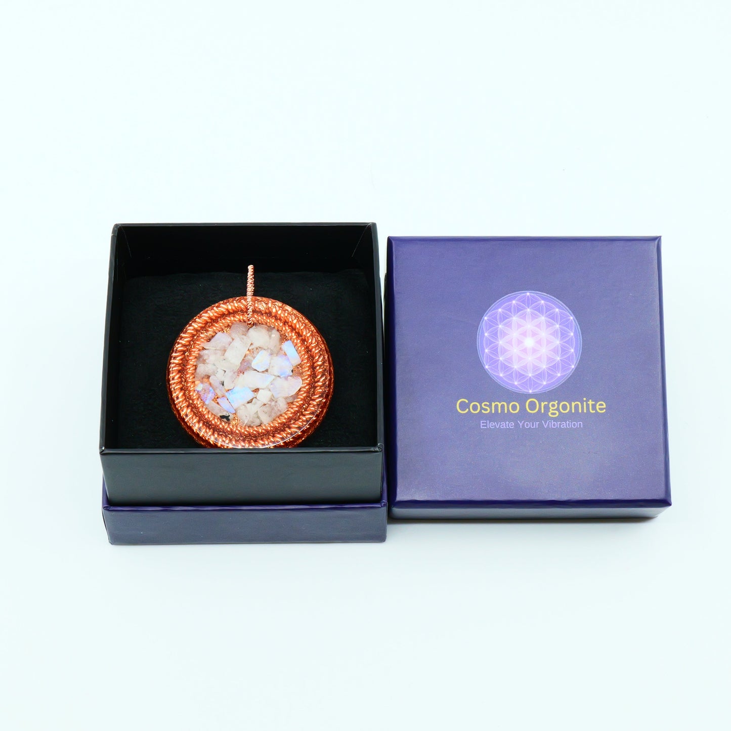 Pocket Orgonite & Necklace — Rainbow Moonstone