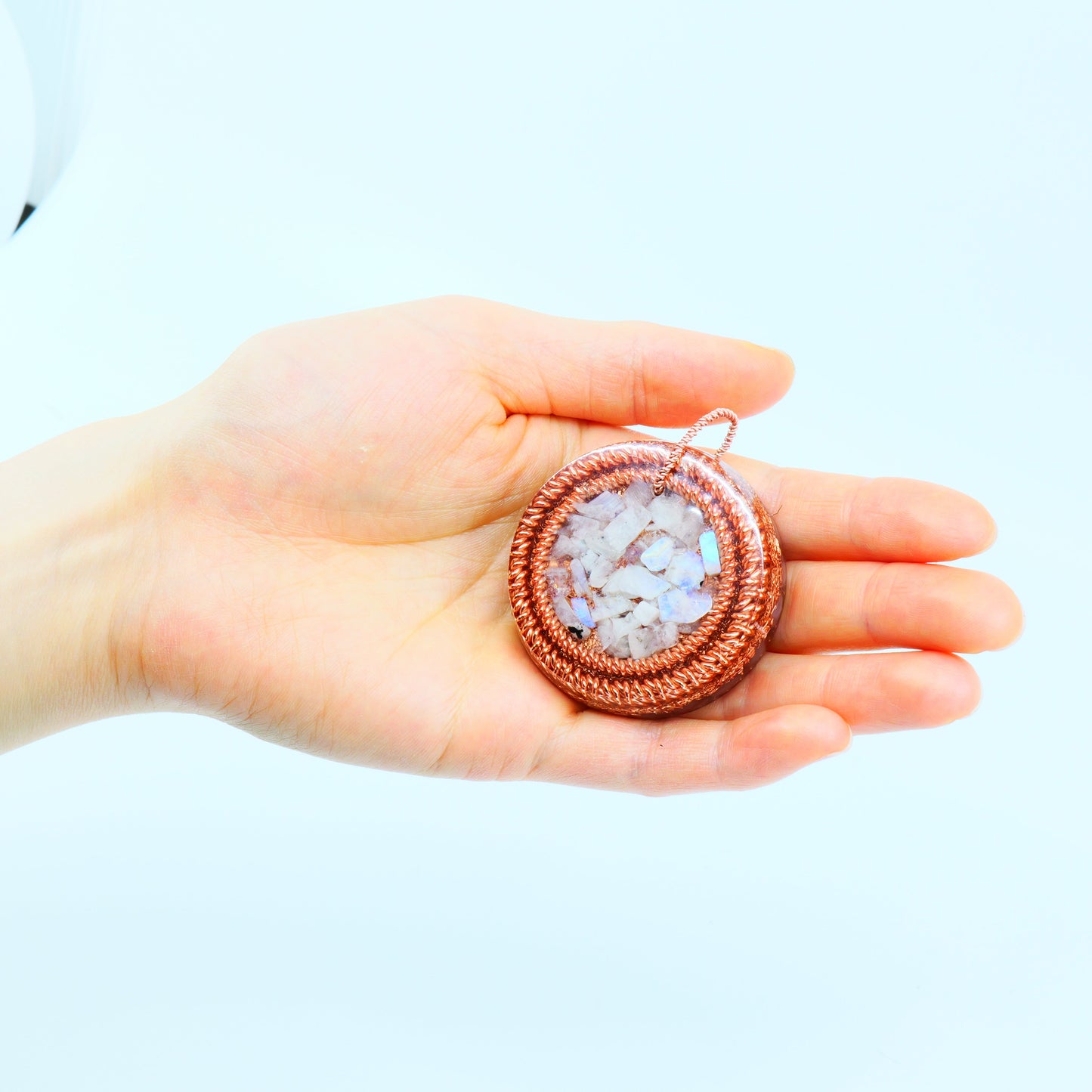 Pocket Orgonite & Necklace — Rainbow Moonstone