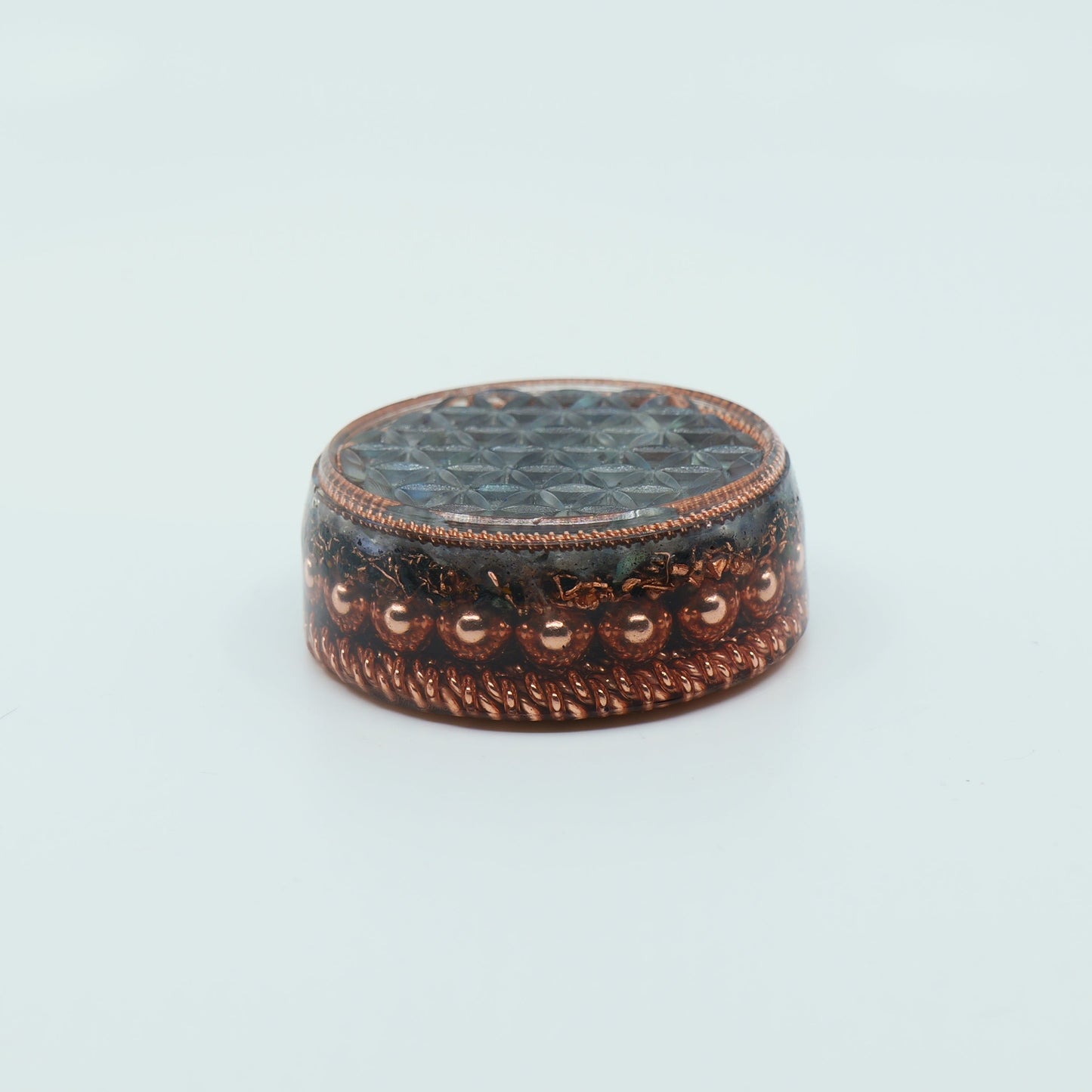 Flower of Life — Labradorite Rodin Coil (with Copper Spheres)